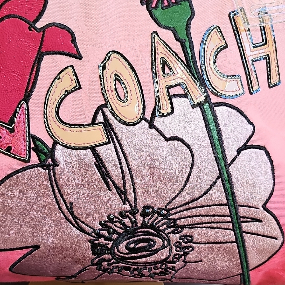 Coach Poppy 2010 Pink Ombré Floral Appliqué Glam Tote 3 Hangtags - Picture 5 of 17
